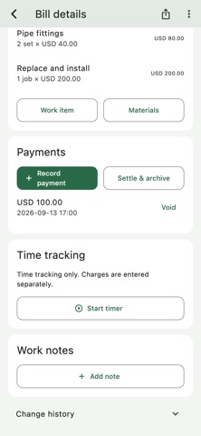 Trade Ledger interface with sample data